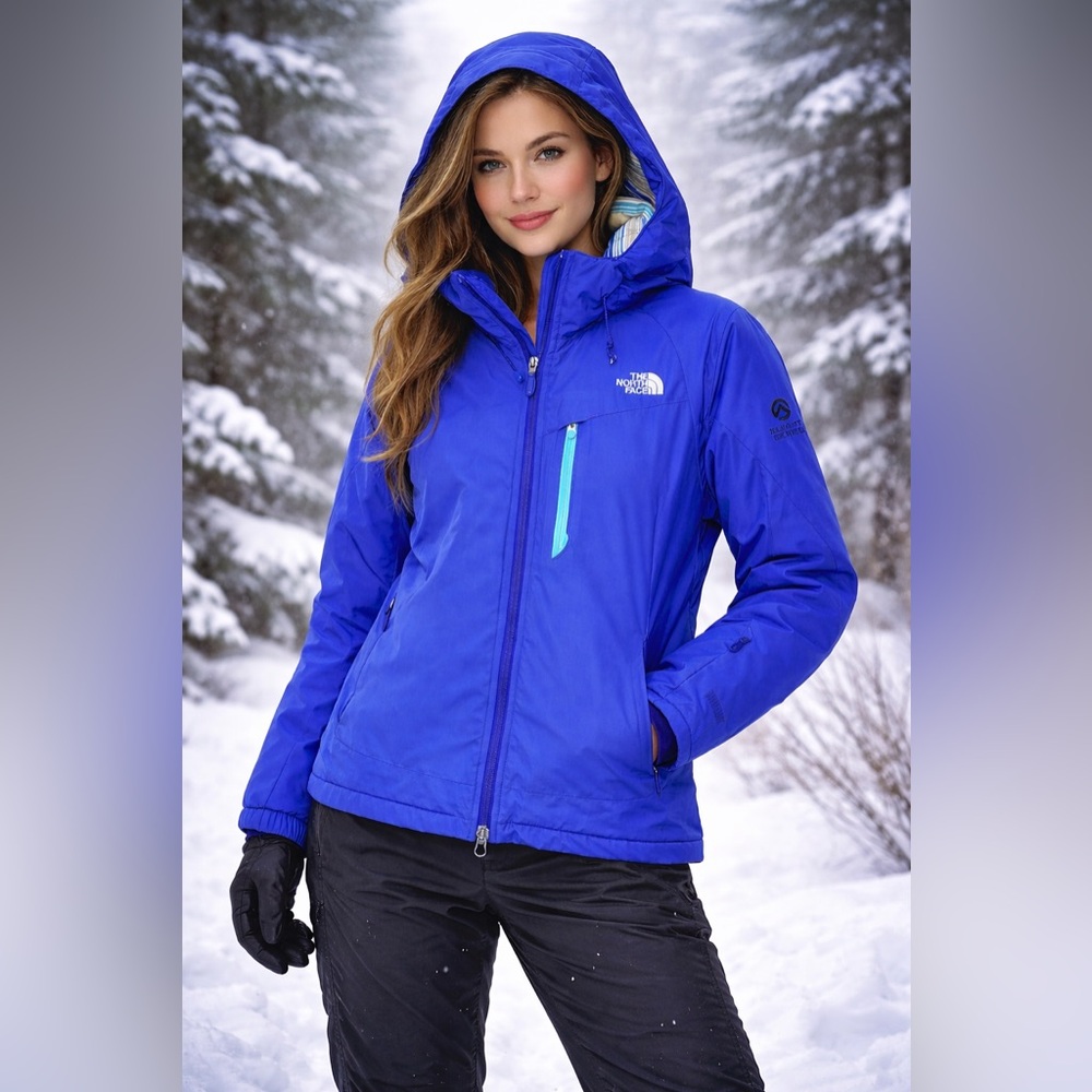 The North Face Women's Ski Jacket in Bright Blue with Teal Accent